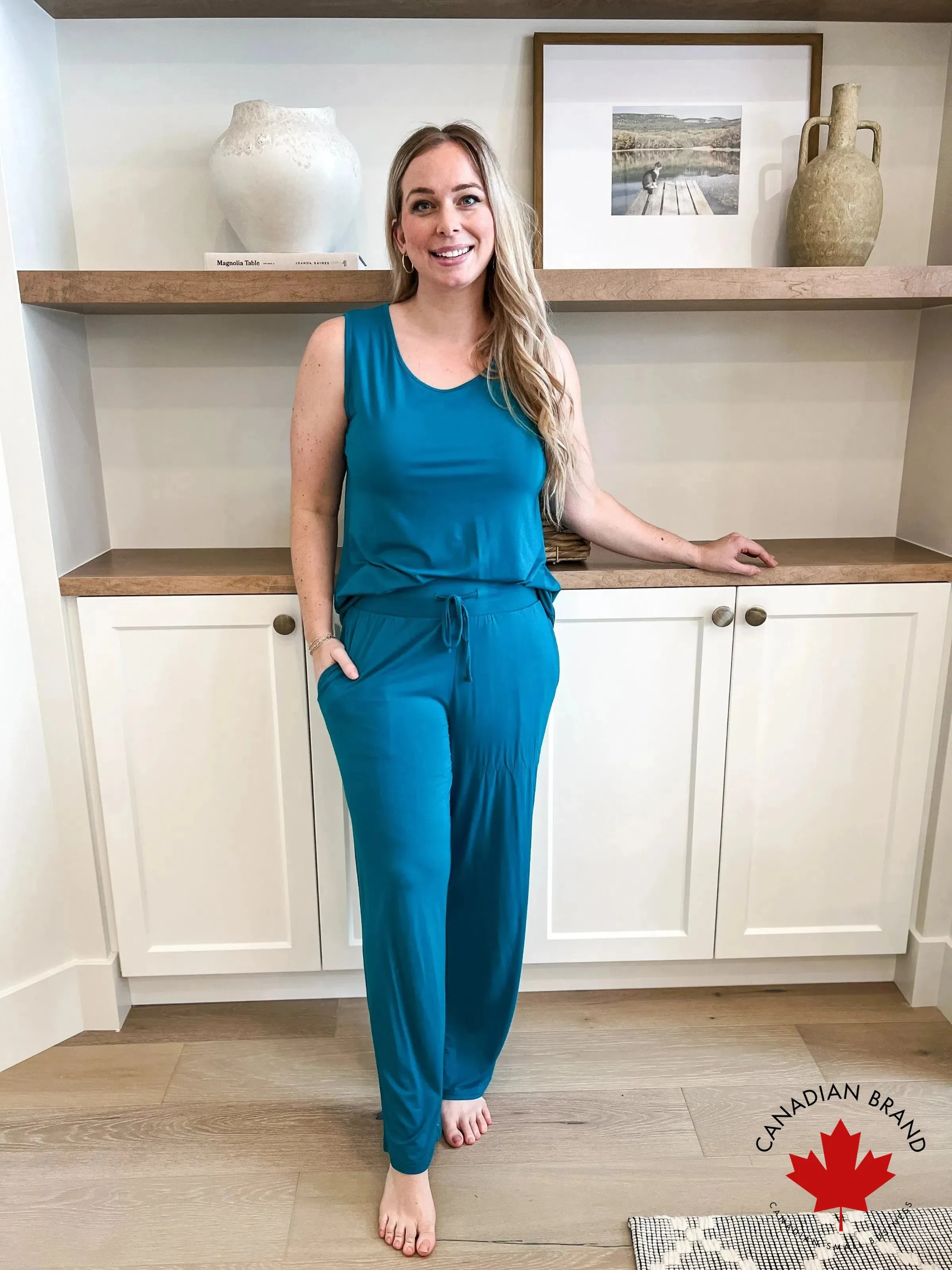 🌊 PJ Tank/Straight Leg Pant Bamboo | Cyan Teal 🌊