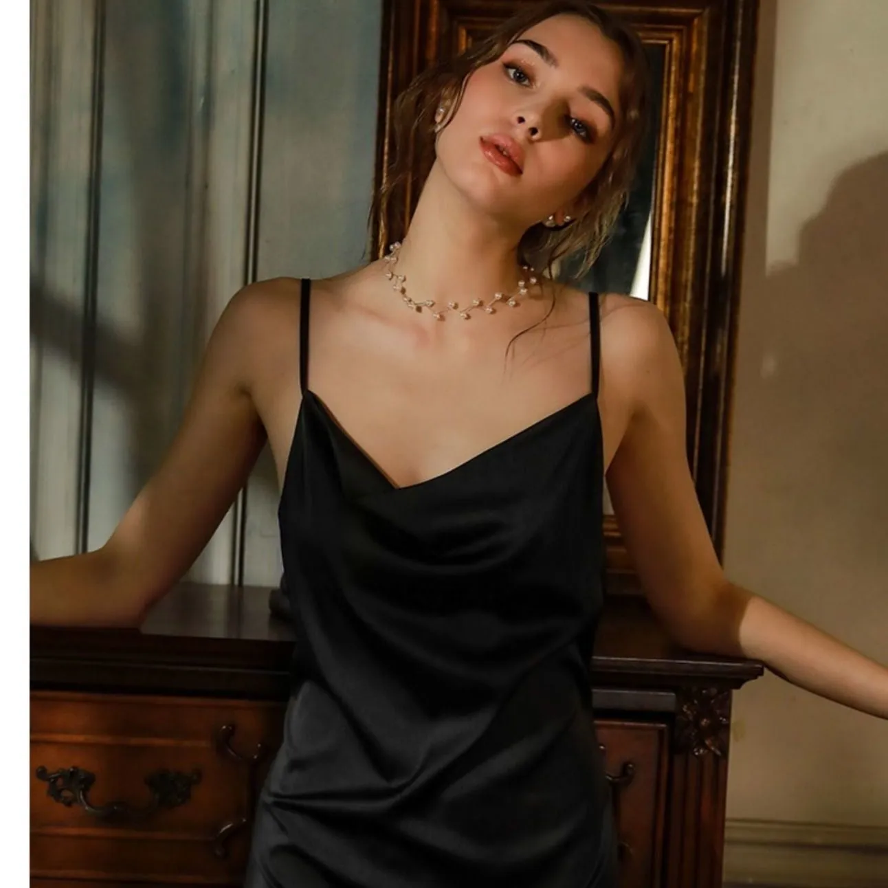 100% Silk Pajamas women sexy big backless nightdress nightdress Dress skirt female summer Autumn Sleepwear Nightgown