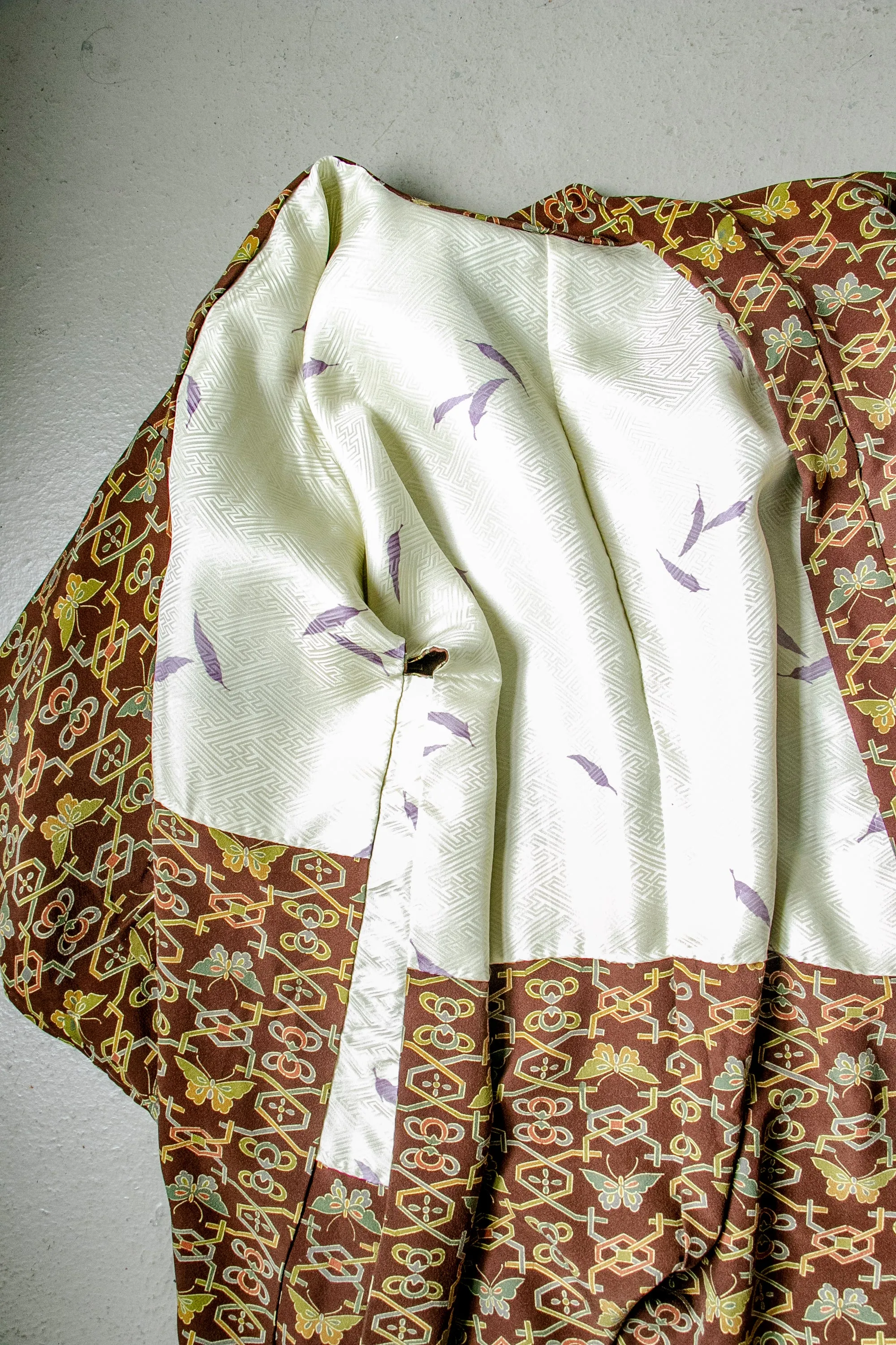 1950s Haori Rayon Crepe Butterfly Lounge Robe