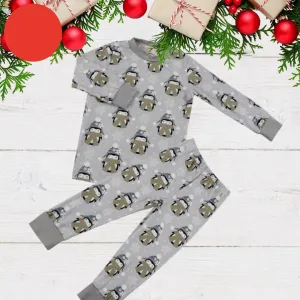 $7.50 EA -- 12-24M X 2/2-3T X 1/3-4T X 1/5-6T X 2 -- Kids 2 Pc Pajamas - Grey Chilly Penguin