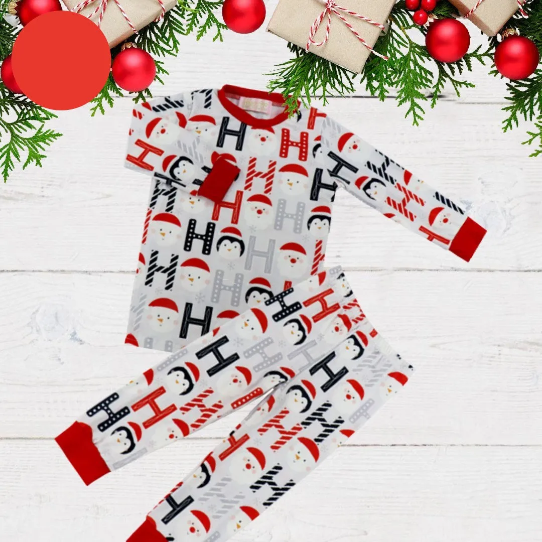 $7.50 EA -- 12-24M X 3/3-4T X 1/5-6T X 2 -- Kids 2 Pc Pajamas - Santa Snowman Penguin Ho Ho