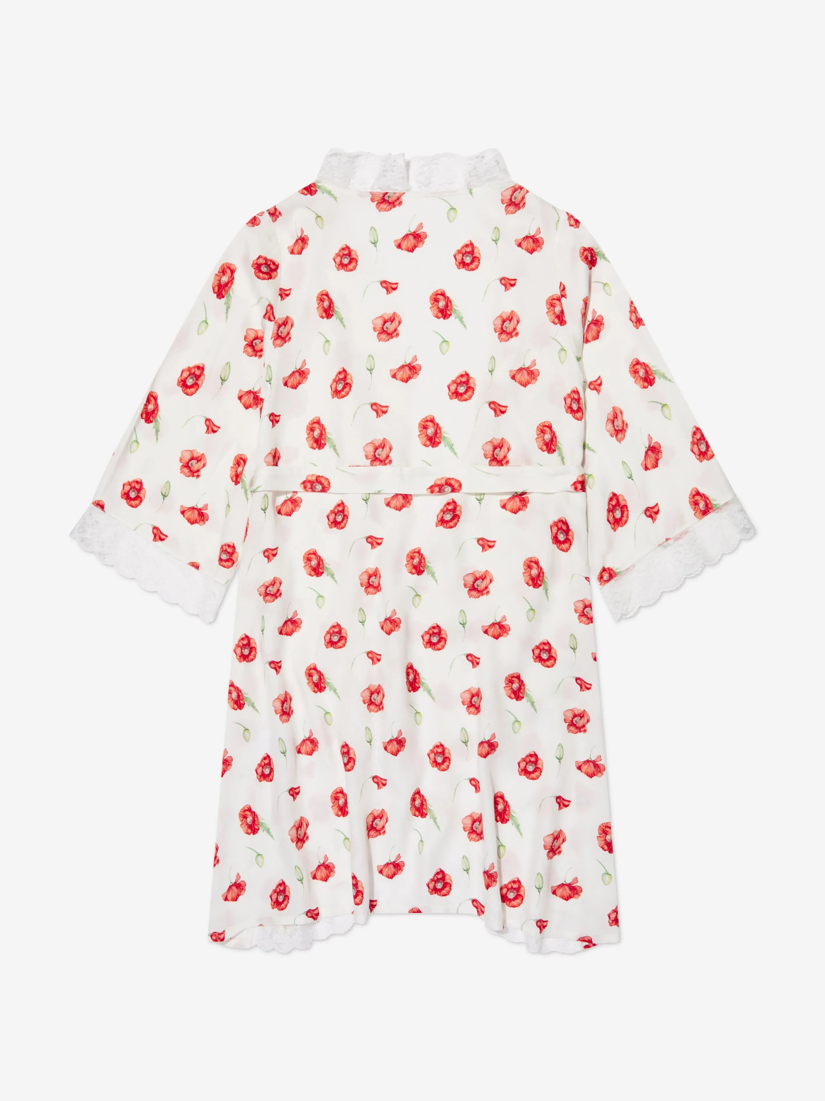 Amiki Children Girls Sofia Poppy Print Dressing Gown in White