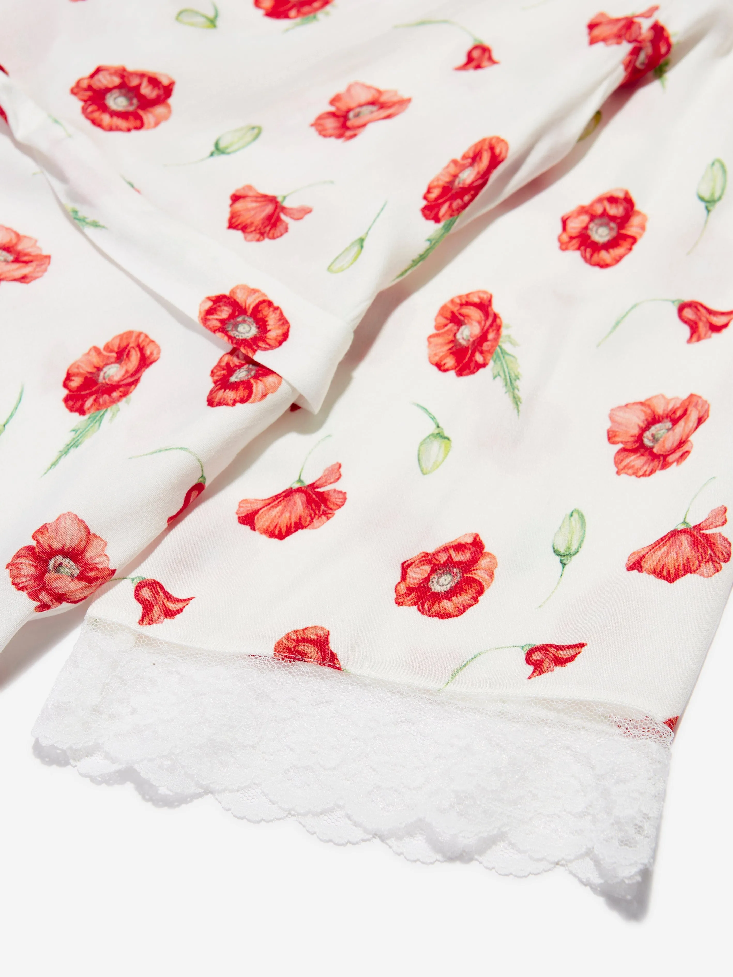 Amiki Children Girls Sofia Poppy Print Dressing Gown in White