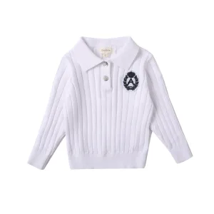 Anecdote White Wide Ribbed Knit Polo- runs slightly small