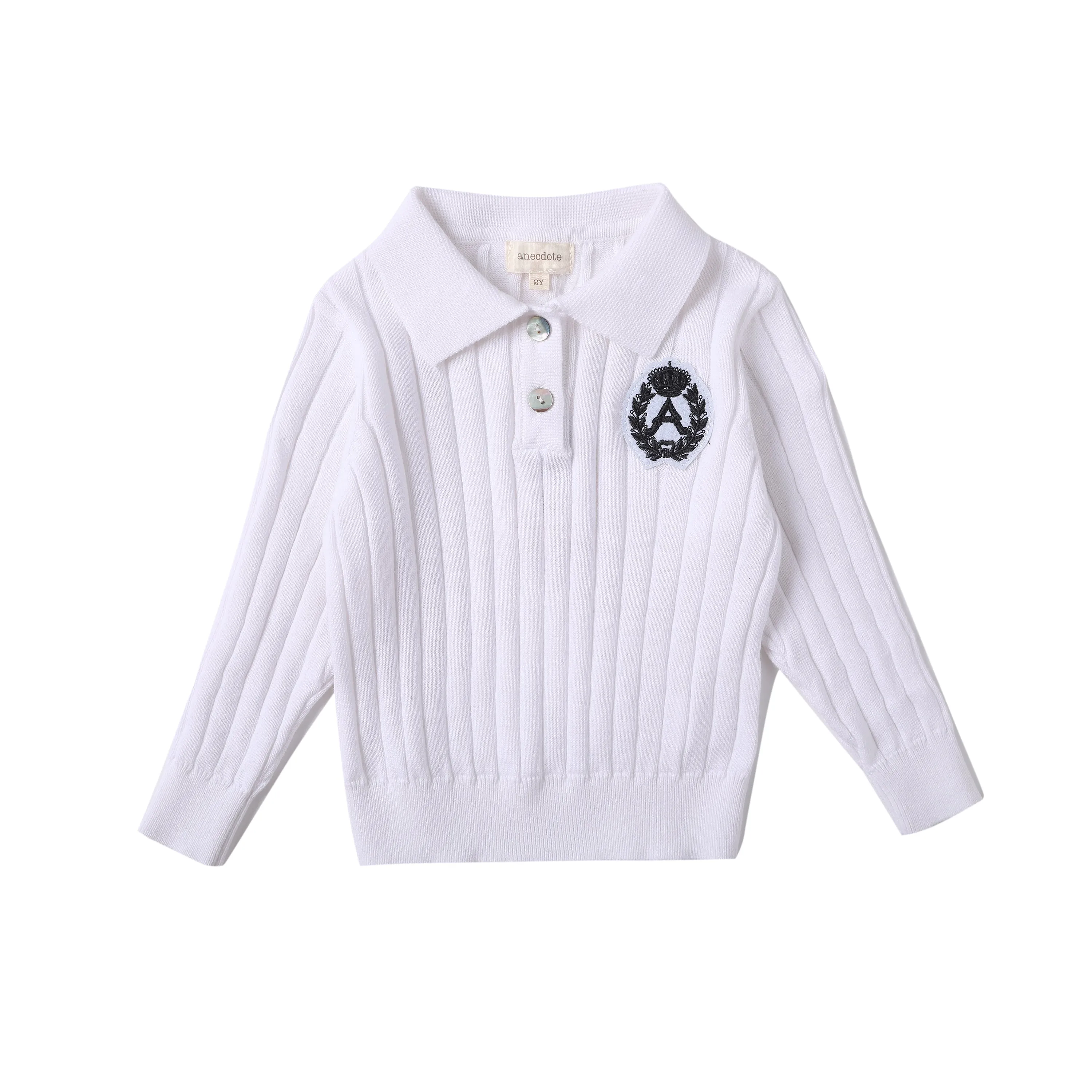 Anecdote White Wide Ribbed Knit Polo- runs slightly small