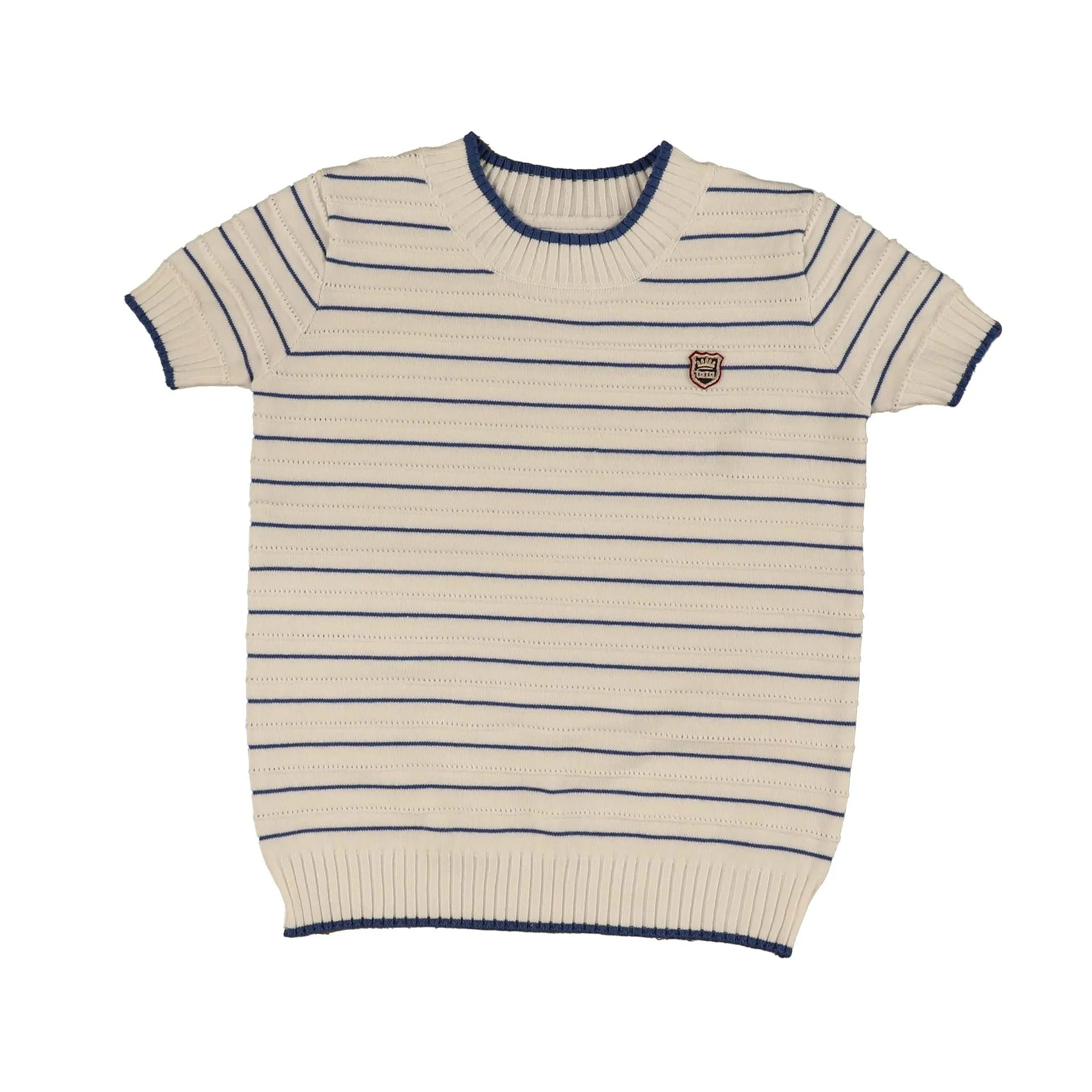 Belati Cobalt Textured Stripe pointelle SS Knit  (BKN510)
