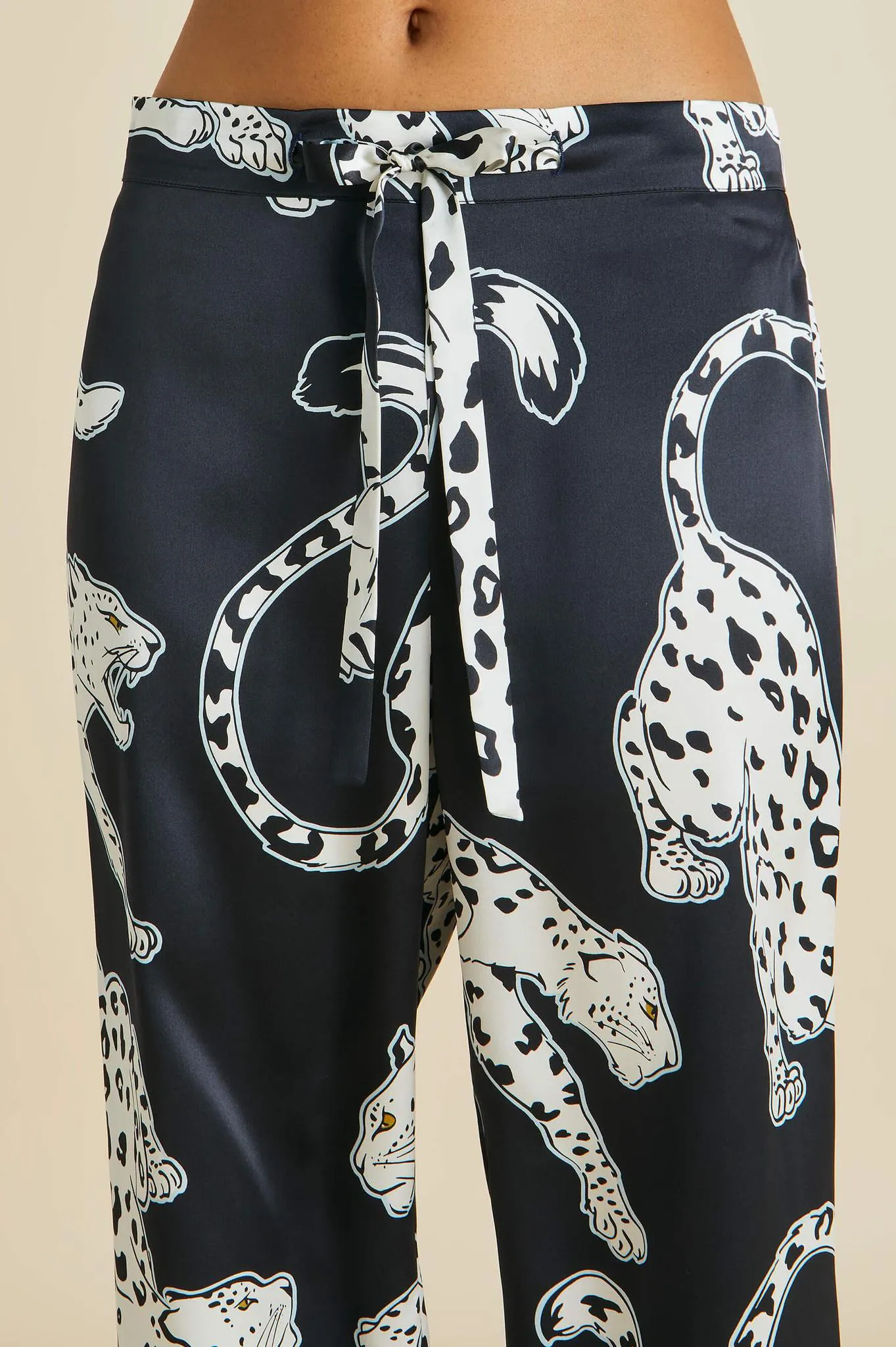 Black leopard silk pajama set