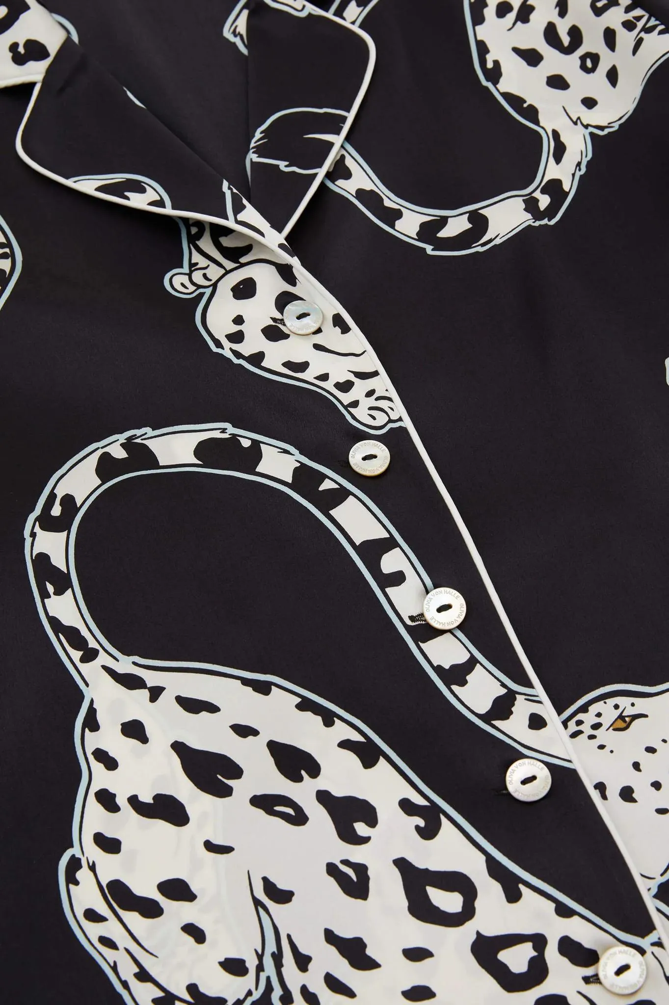 Black leopard silk pajama set