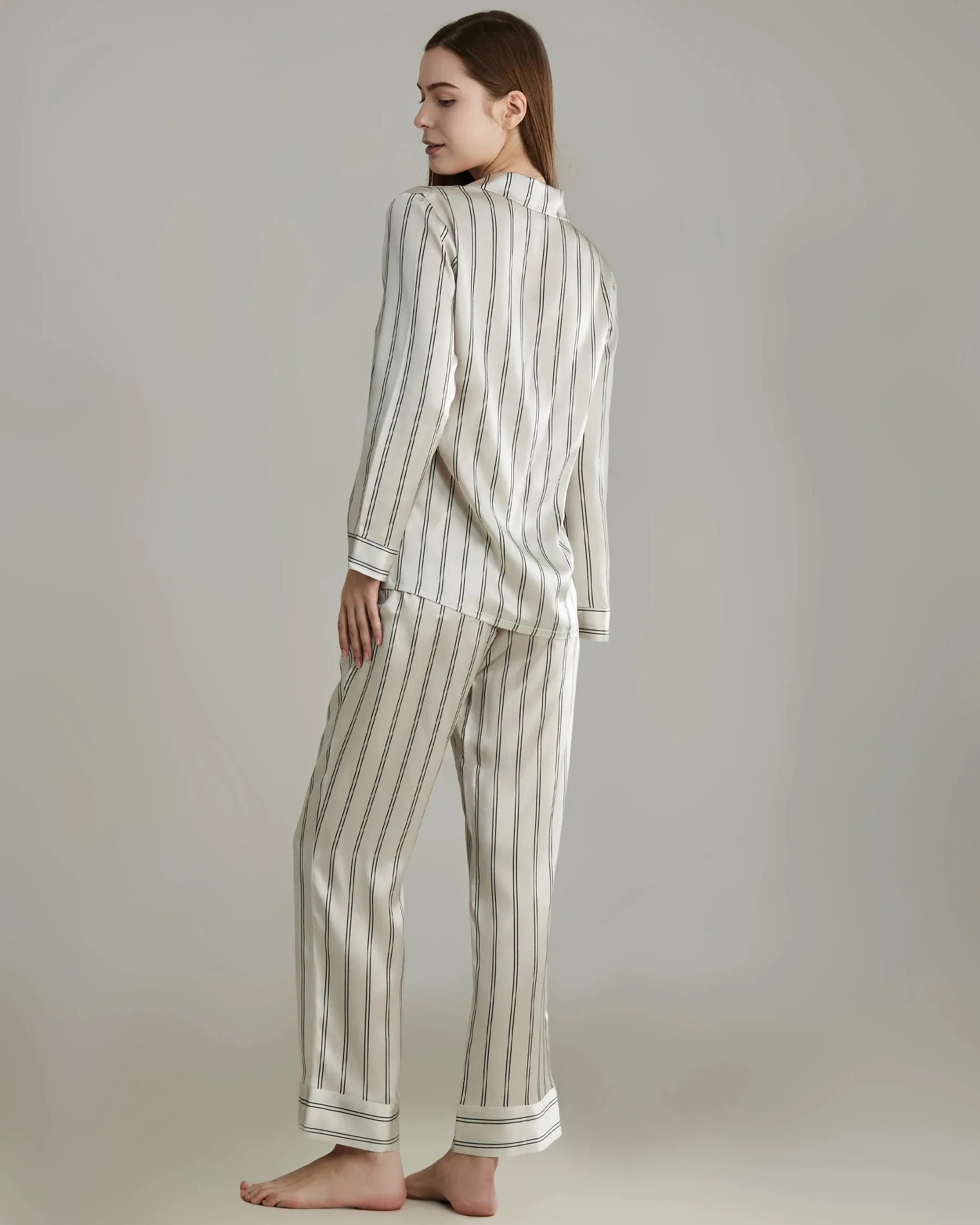 Classic Striped Silk Pajamas Set