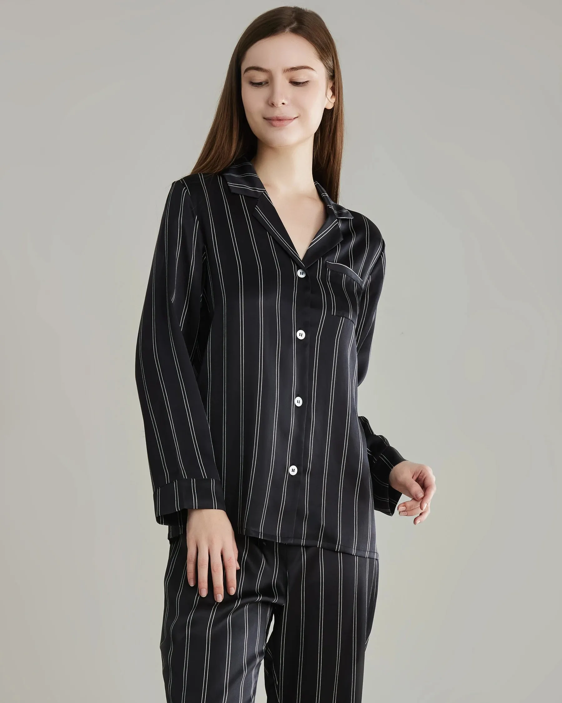 Classic Striped Silk Pajamas Set