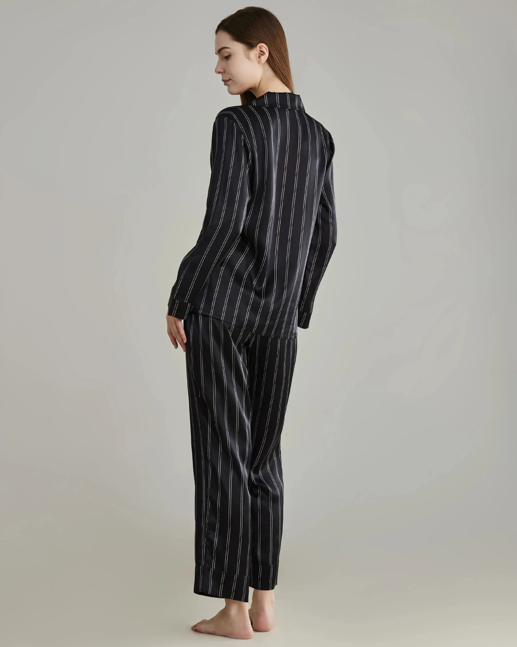 Classic Striped Silk Pajamas Set