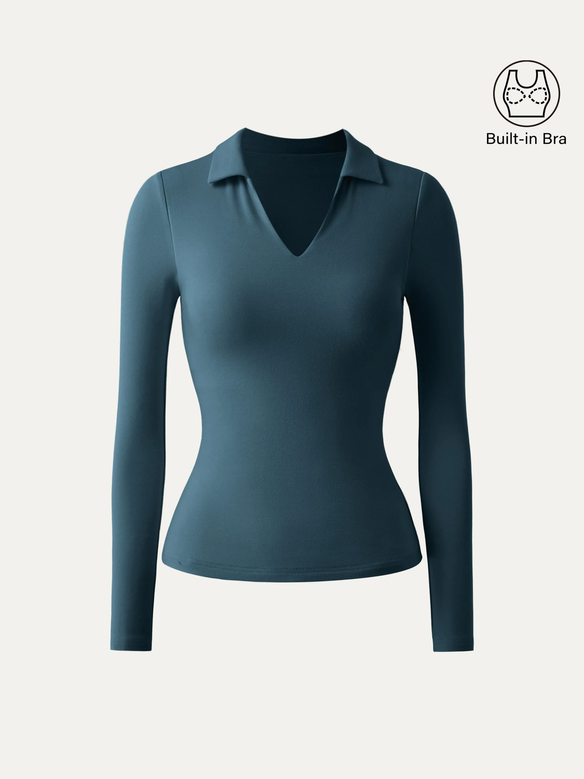Collared Long Sleeve Brami Top