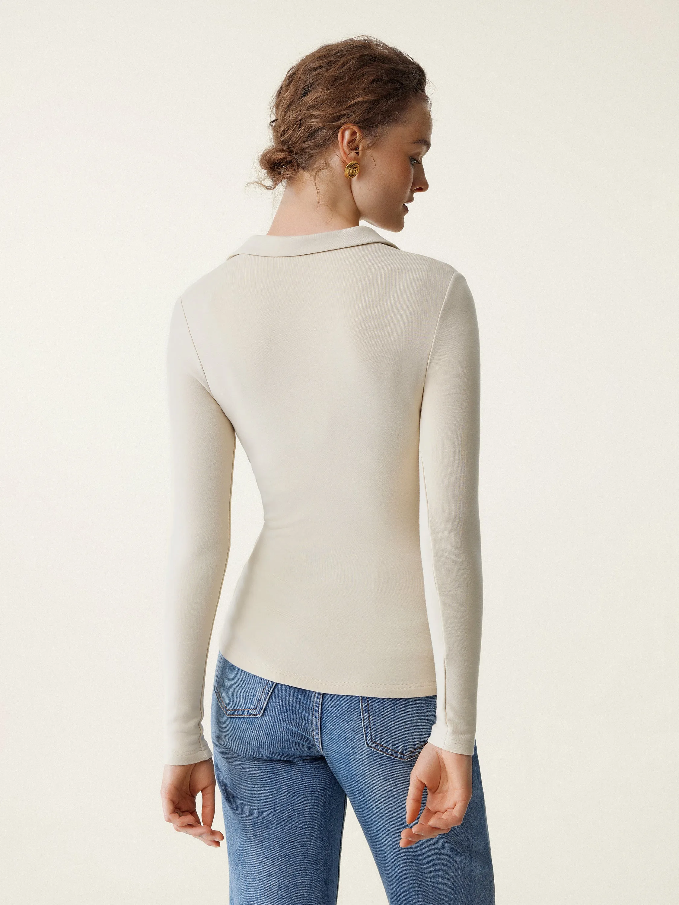 Collared Long Sleeve Brami Top