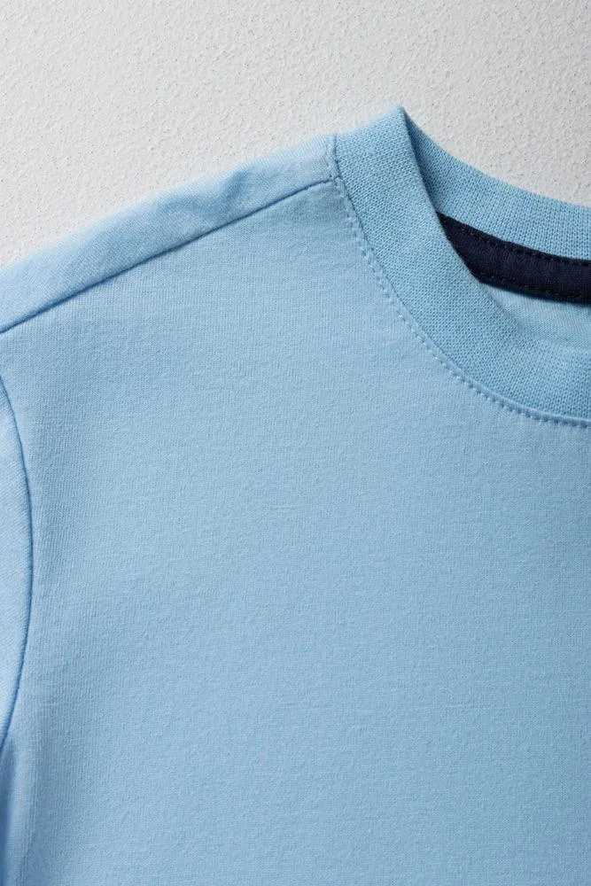 Crew Neck Short Sleeve T-Shirt Blue