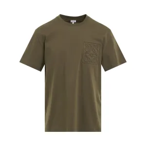 Debossed Anagram T-Shirt in Dark Khaki Green