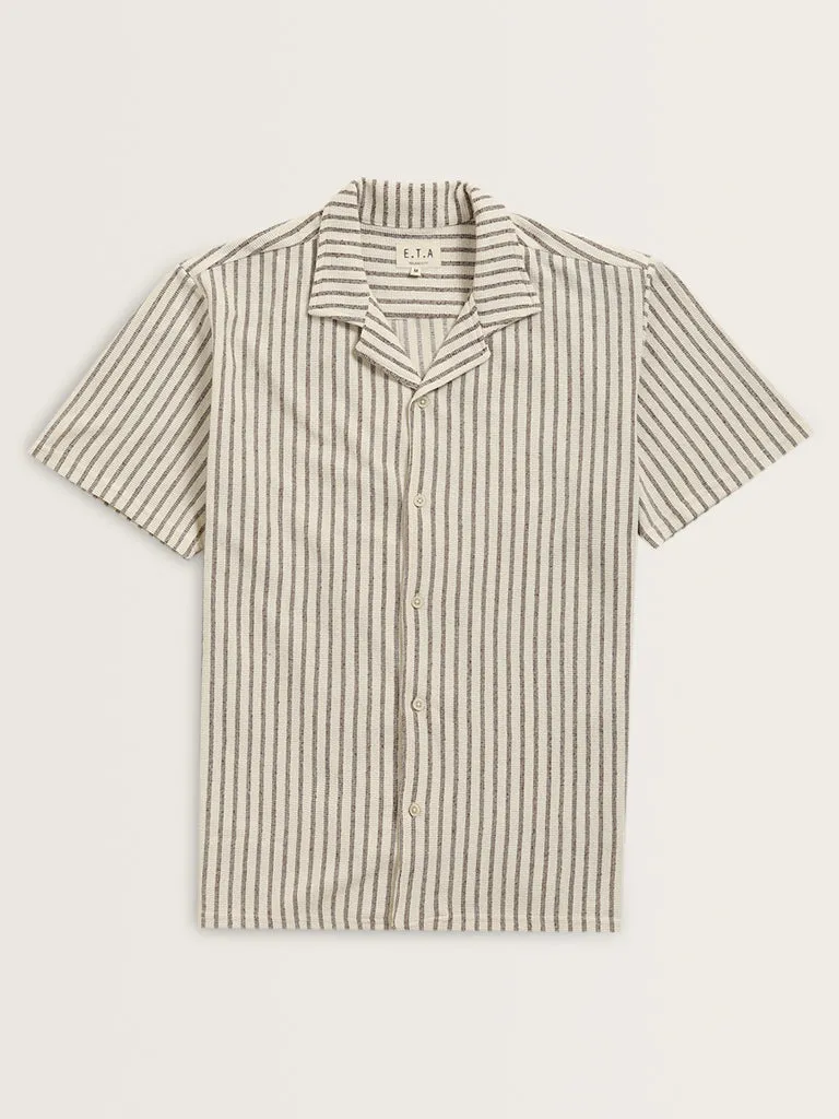 ETA Brown Striped Relaxed-Fit Shirt