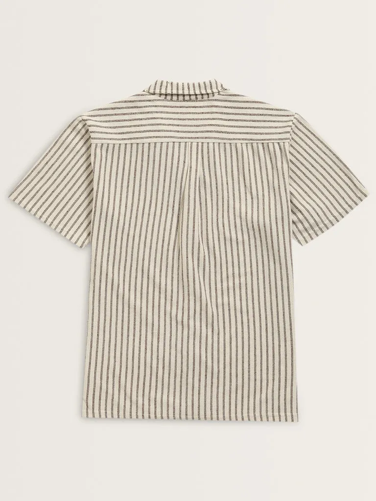 ETA Brown Striped Relaxed-Fit Shirt