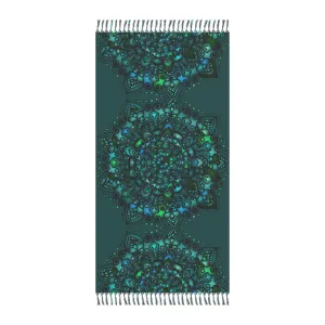 Hand-Drawn Mandala Design Beach Cloth - Petroleum Green