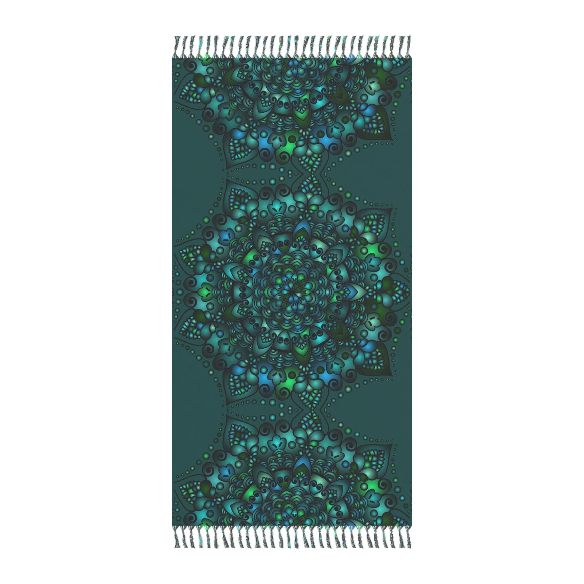 Hand-Drawn Mandala Design Beach Cloth - Petroleum Green