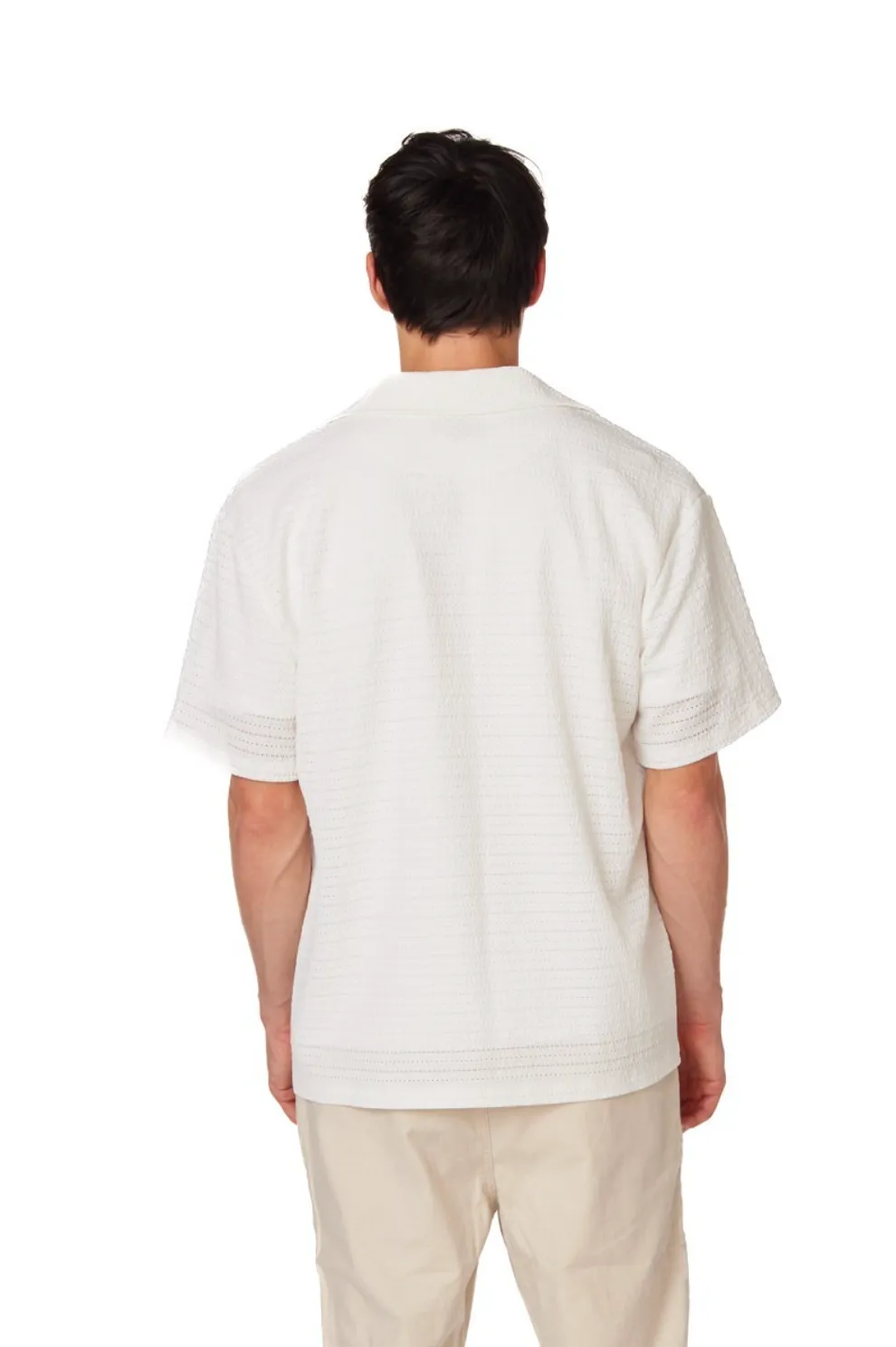 Hawks Bay - White Textured Short Sleeve Men's Shirt