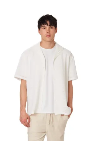 Hawks Bay - White Textured Short Sleeve Men's Shirt