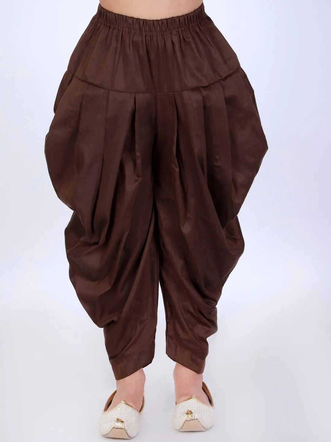 Jashvi Boy's Coffee Brown Solid Relaxed-Fit Dhoti