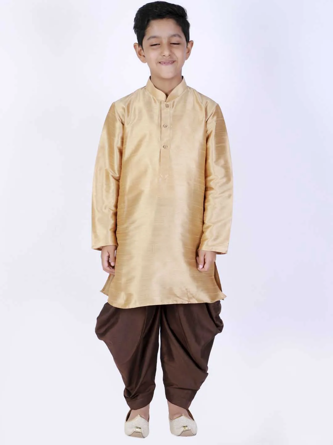 Jashvi Boy's Coffee Brown Solid Relaxed-Fit Dhoti