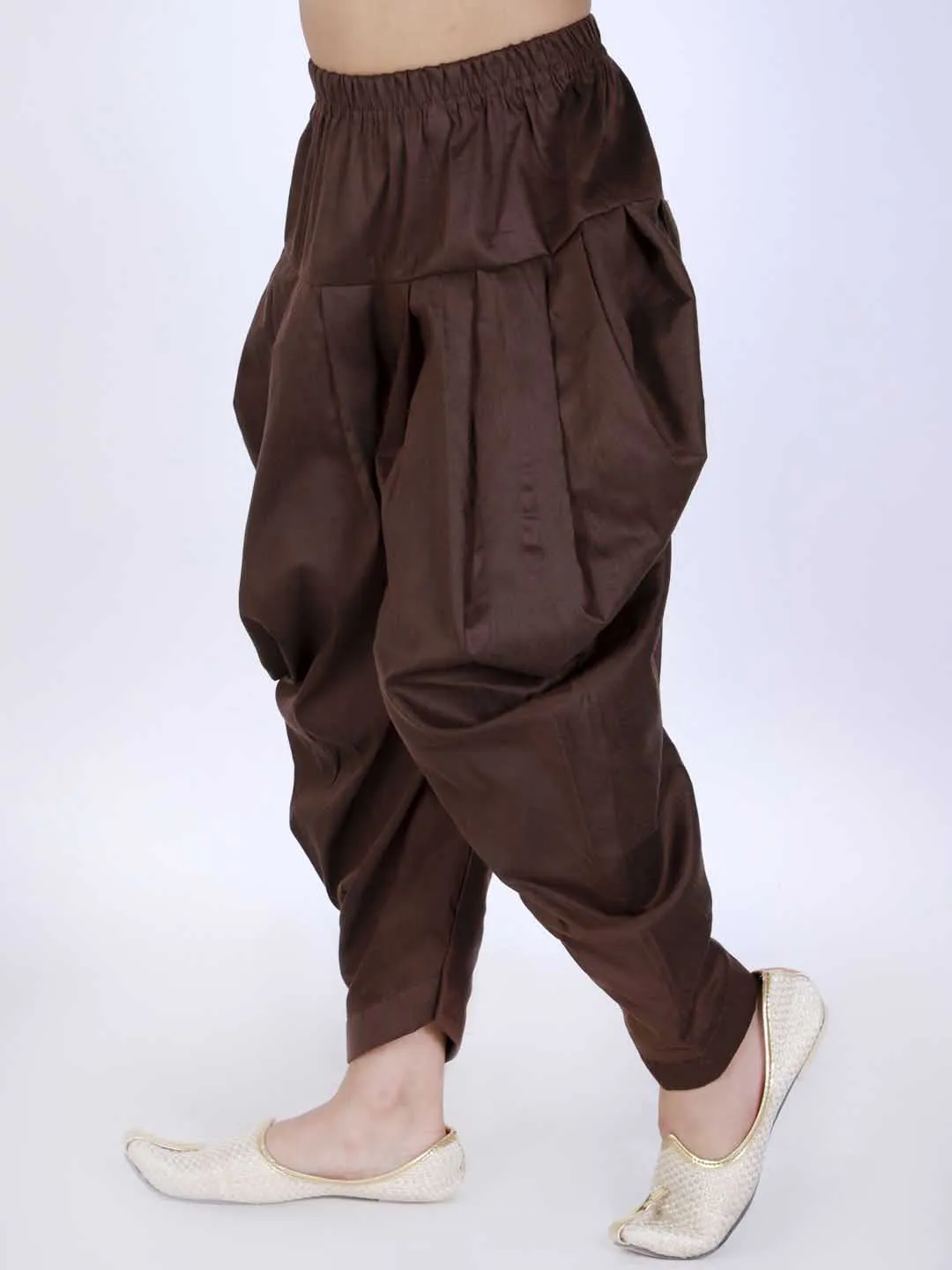 Jashvi Boy's Coffee Brown Solid Relaxed-Fit Dhoti
