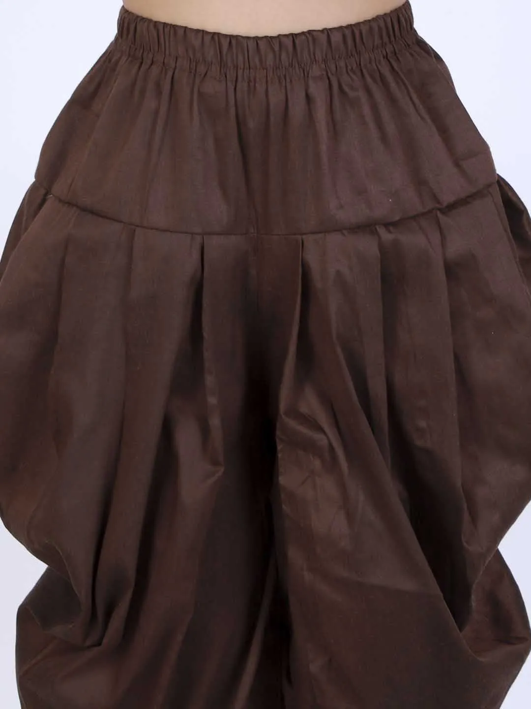 Jashvi Boy's Coffee Brown Solid Relaxed-Fit Dhoti