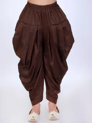 Jashvi Boy's Coffee Brown Solid Relaxed-Fit Dhoti