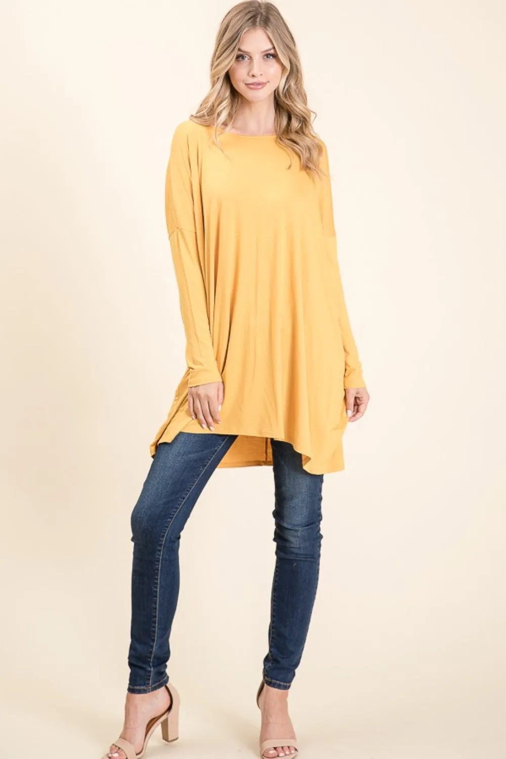 KESLEY Round Neck Long Sleeve Oversized Top Made in the USA
