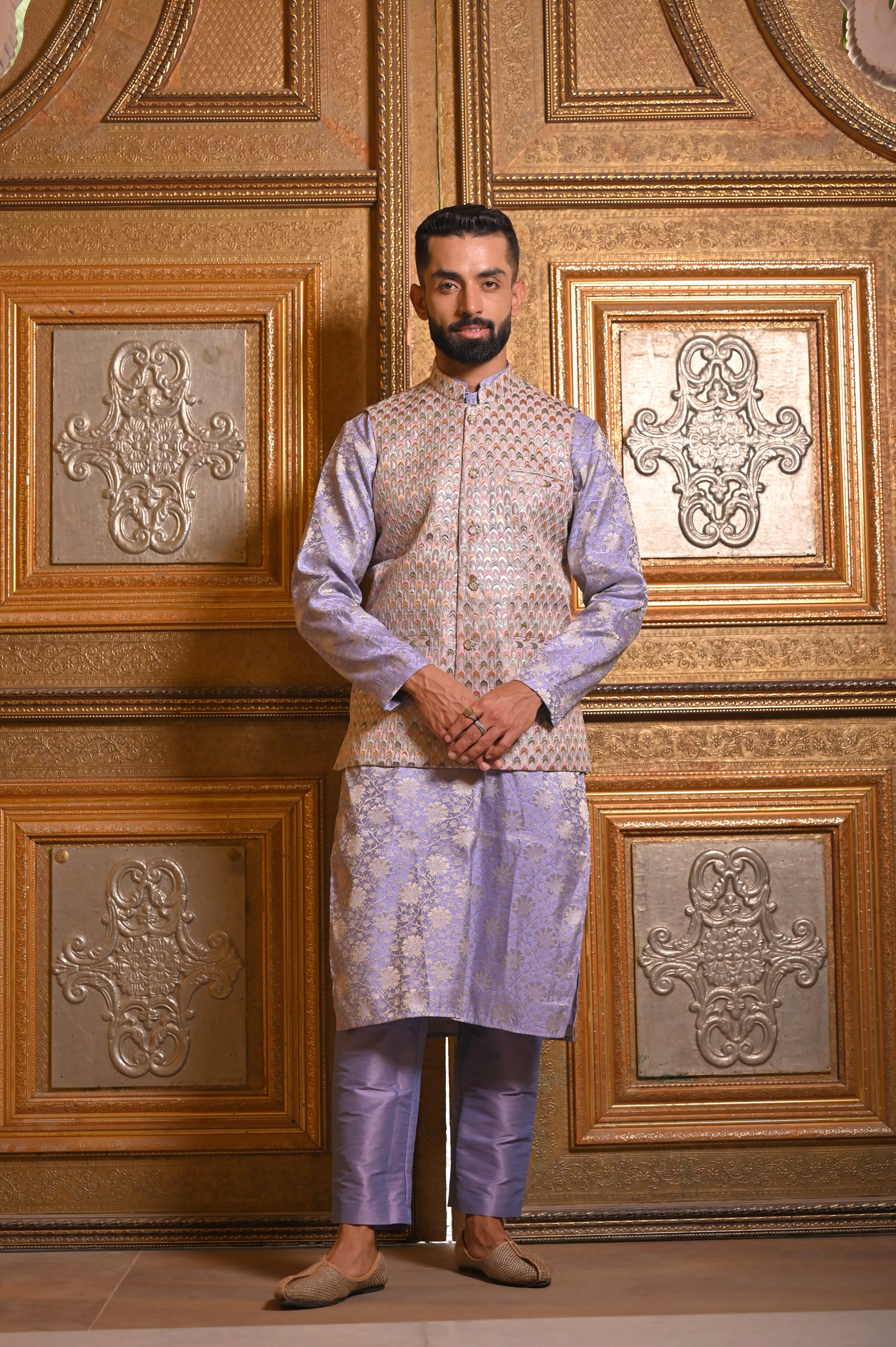 Lavender Luster Brocade Kurta Pajama