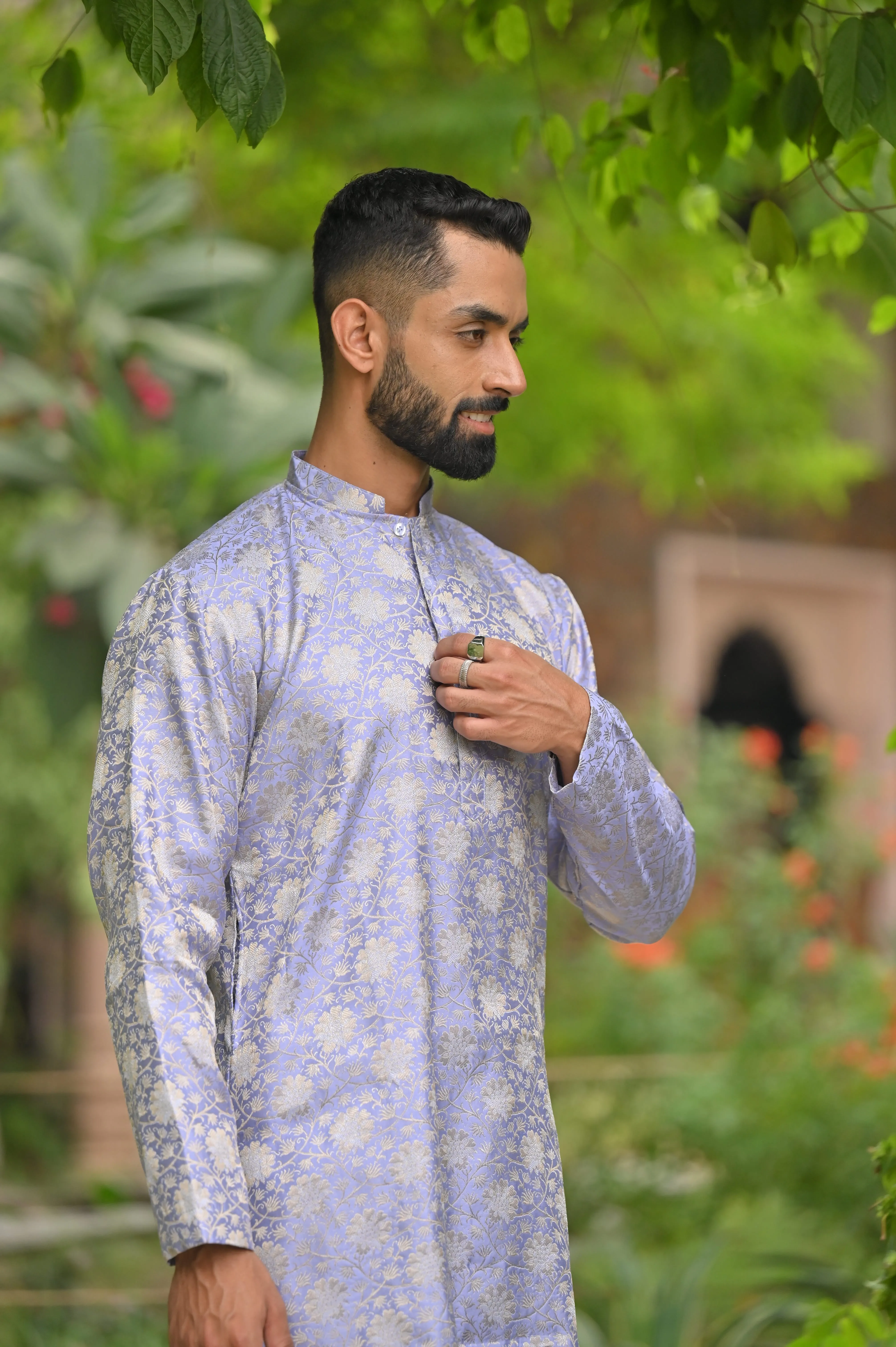 Lavender Luster Brocade Kurta Pajama