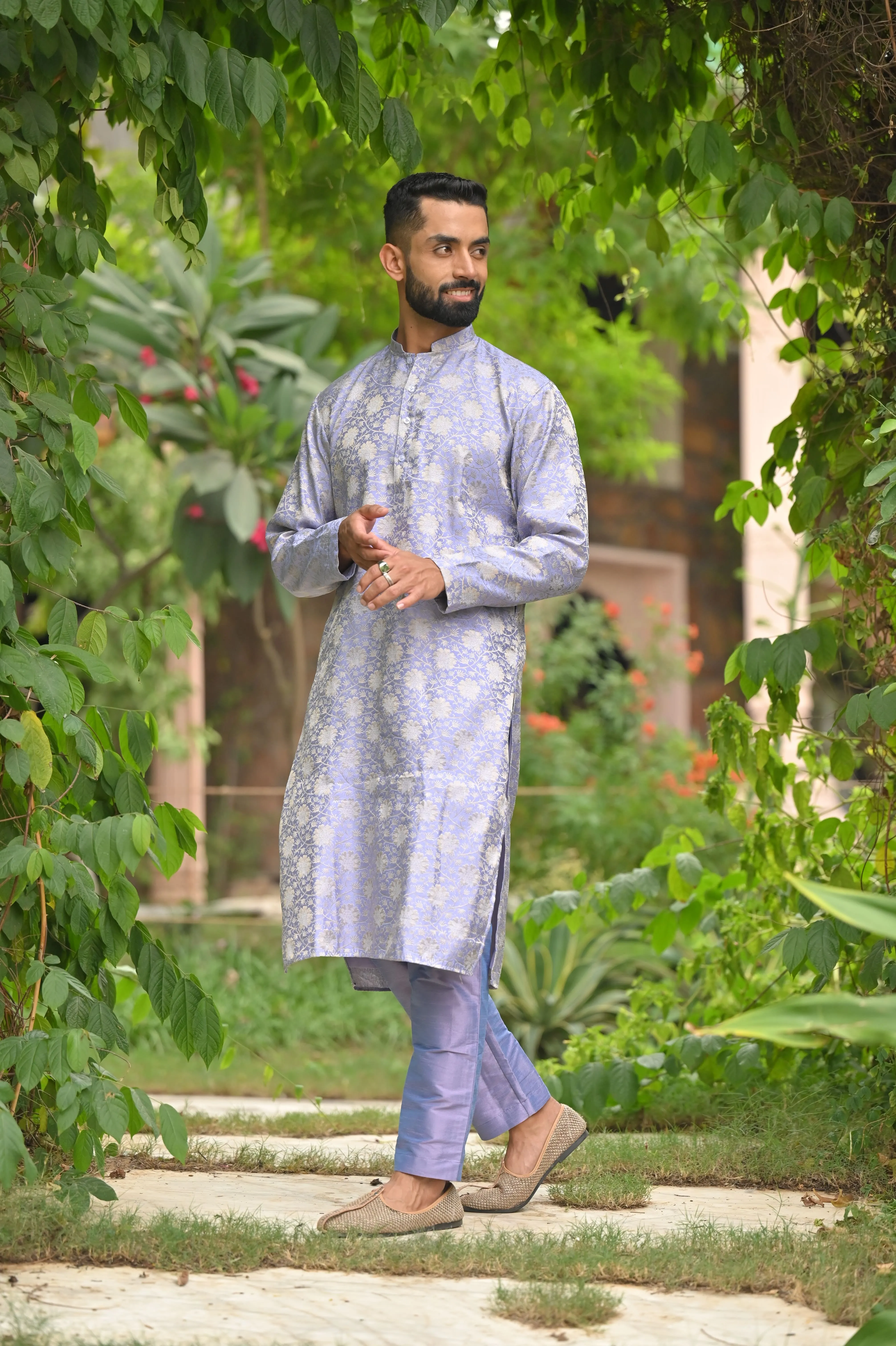 Lavender Luster Brocade Kurta Pajama