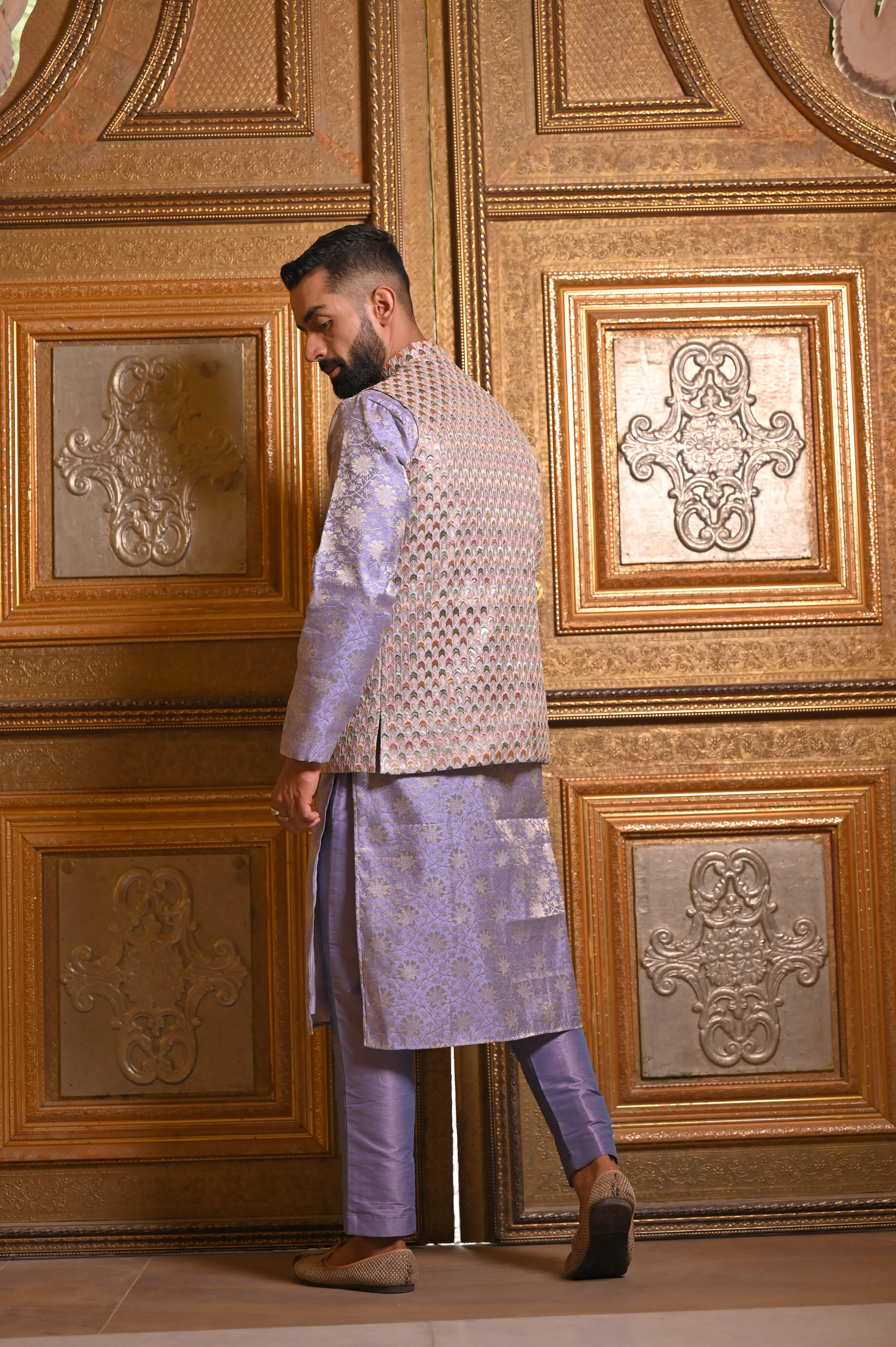 Lavender Luster Brocade Kurta Pajama