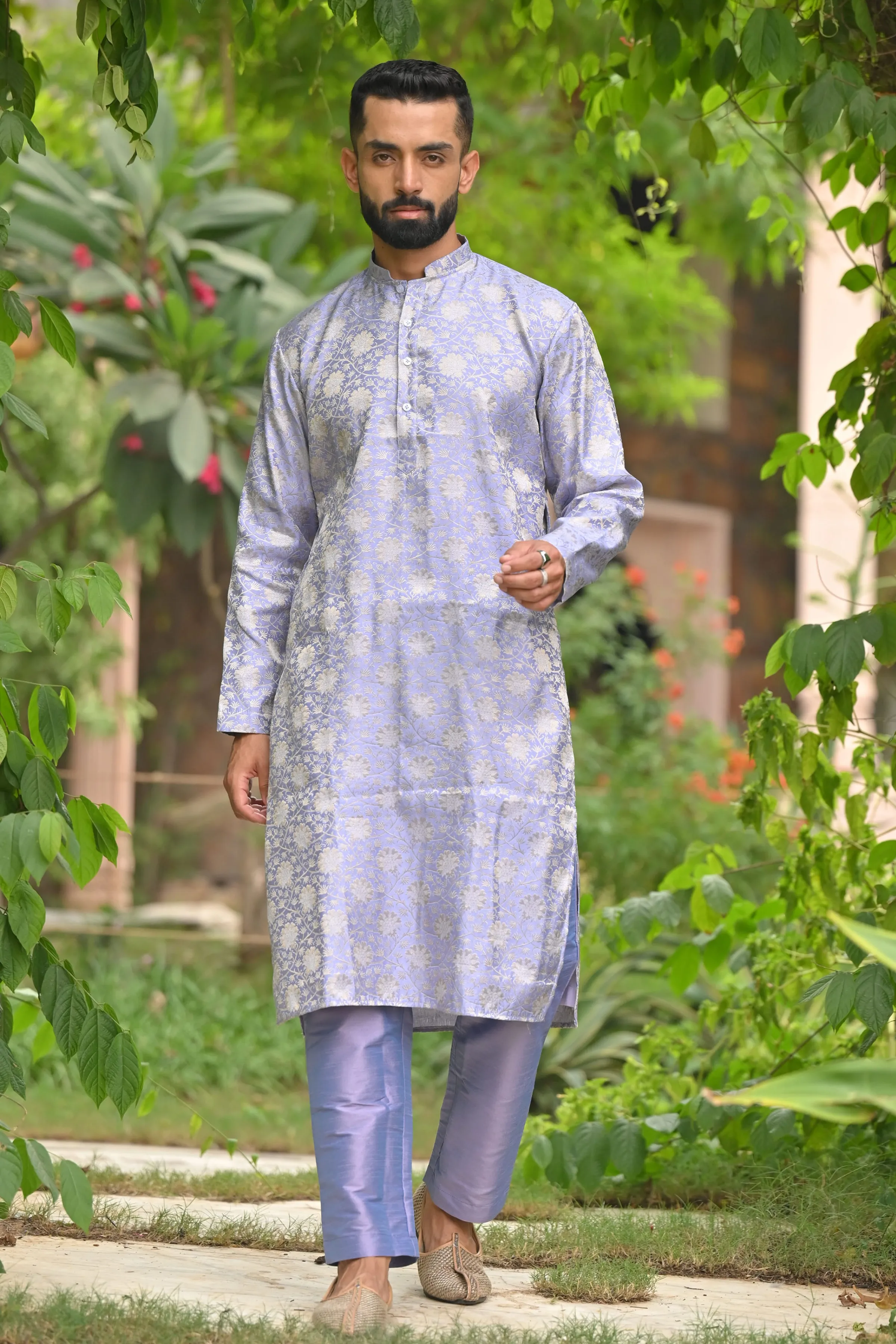 Lavender Luster Brocade Kurta Pajama