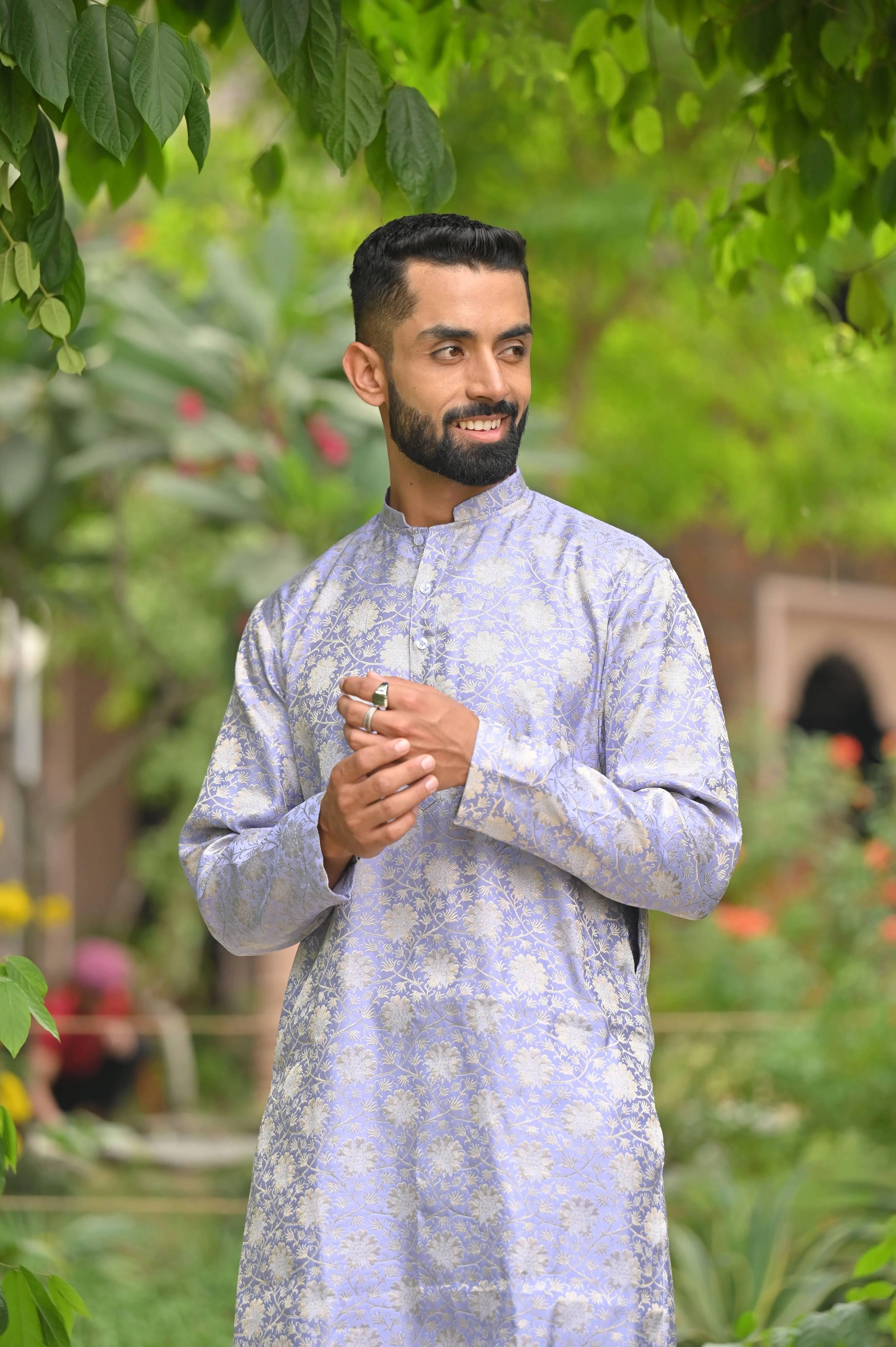 Lavender Luster Brocade Kurta Pajama