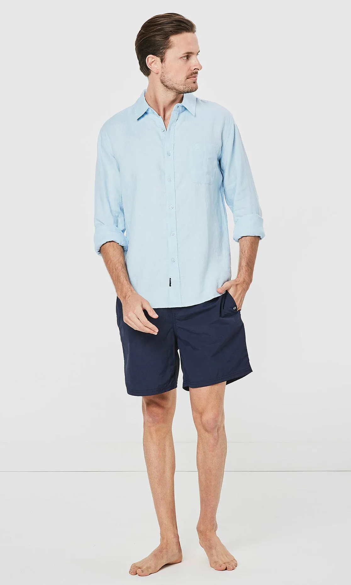 Linen Shirt Long Sleeve Blue