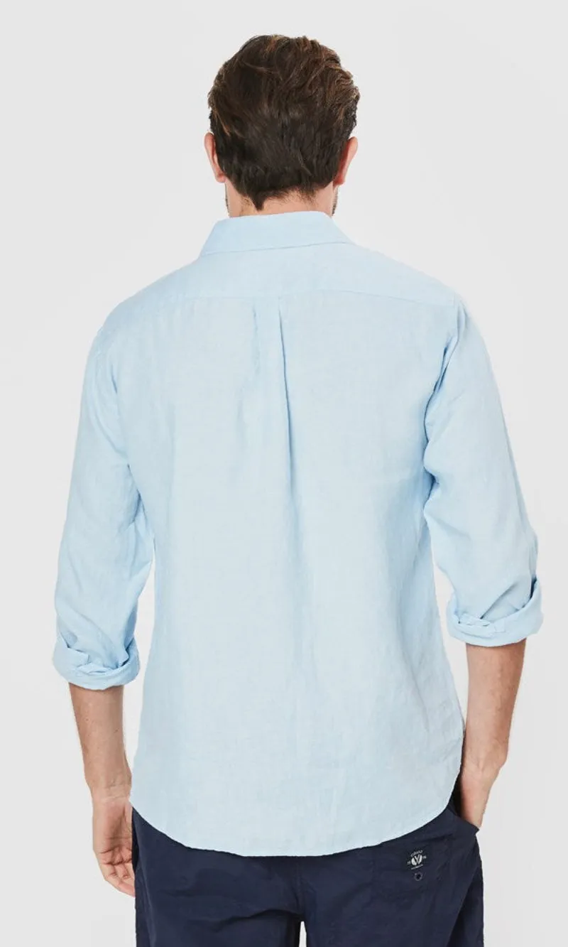 Linen Shirt Long Sleeve Blue