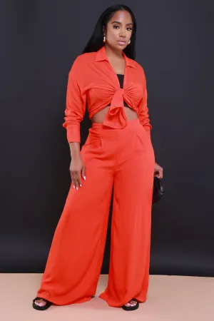 Live A Little Pleated Wide Leg Pants - Orange