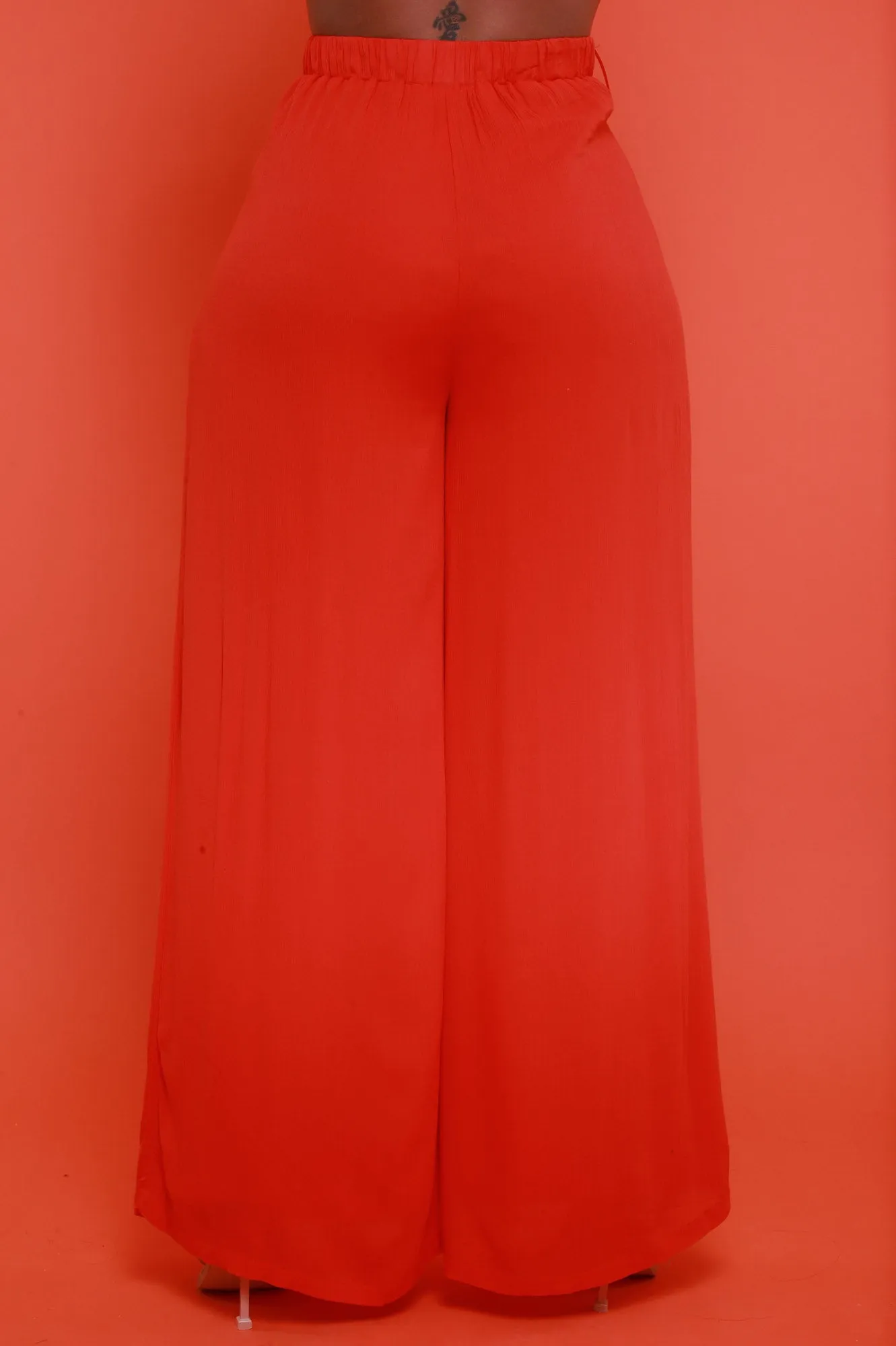 Live A Little Pleated Wide Leg Pants - Orange