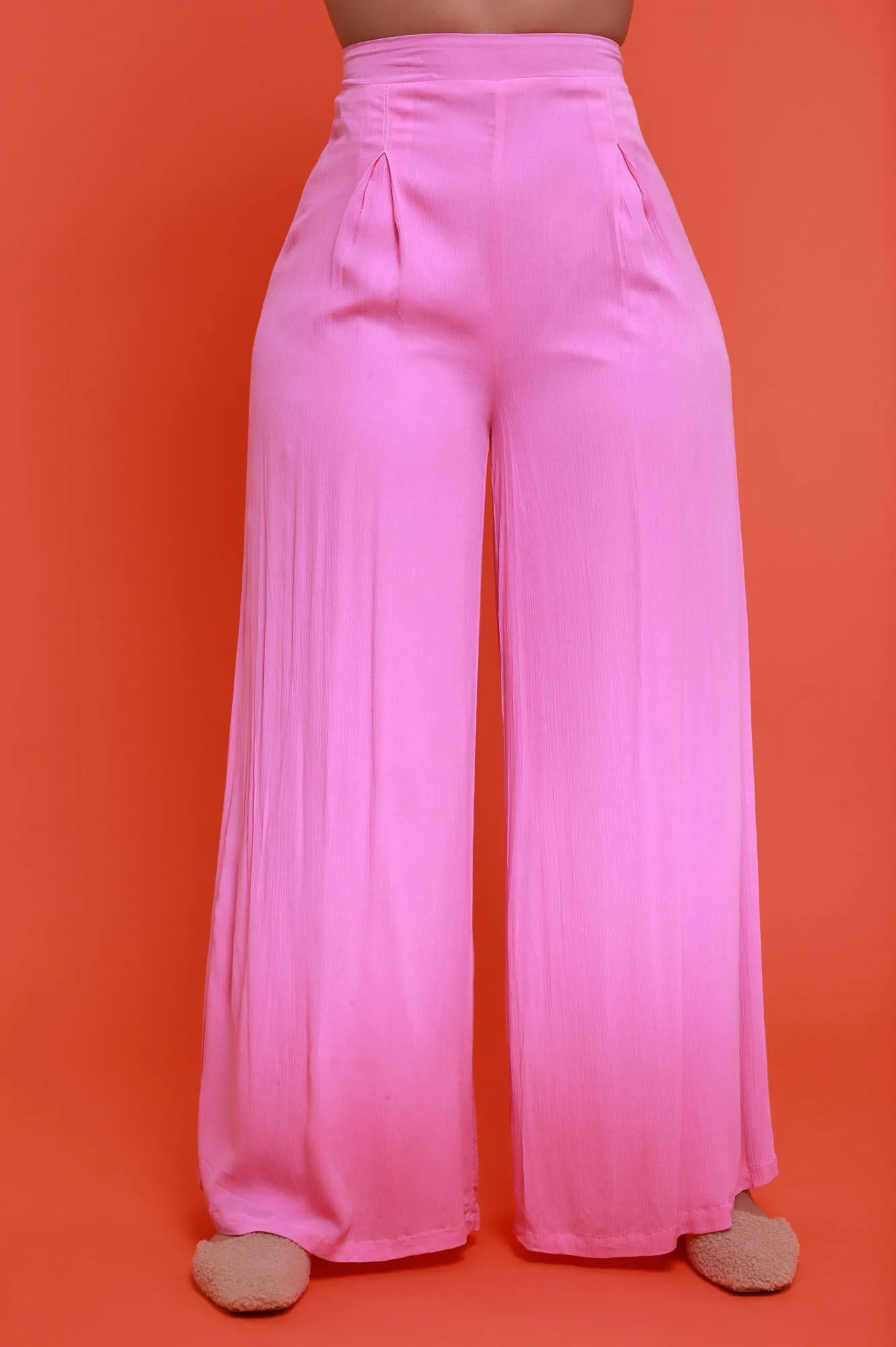 Live A Little Pleated Wide Leg Pants - Pink