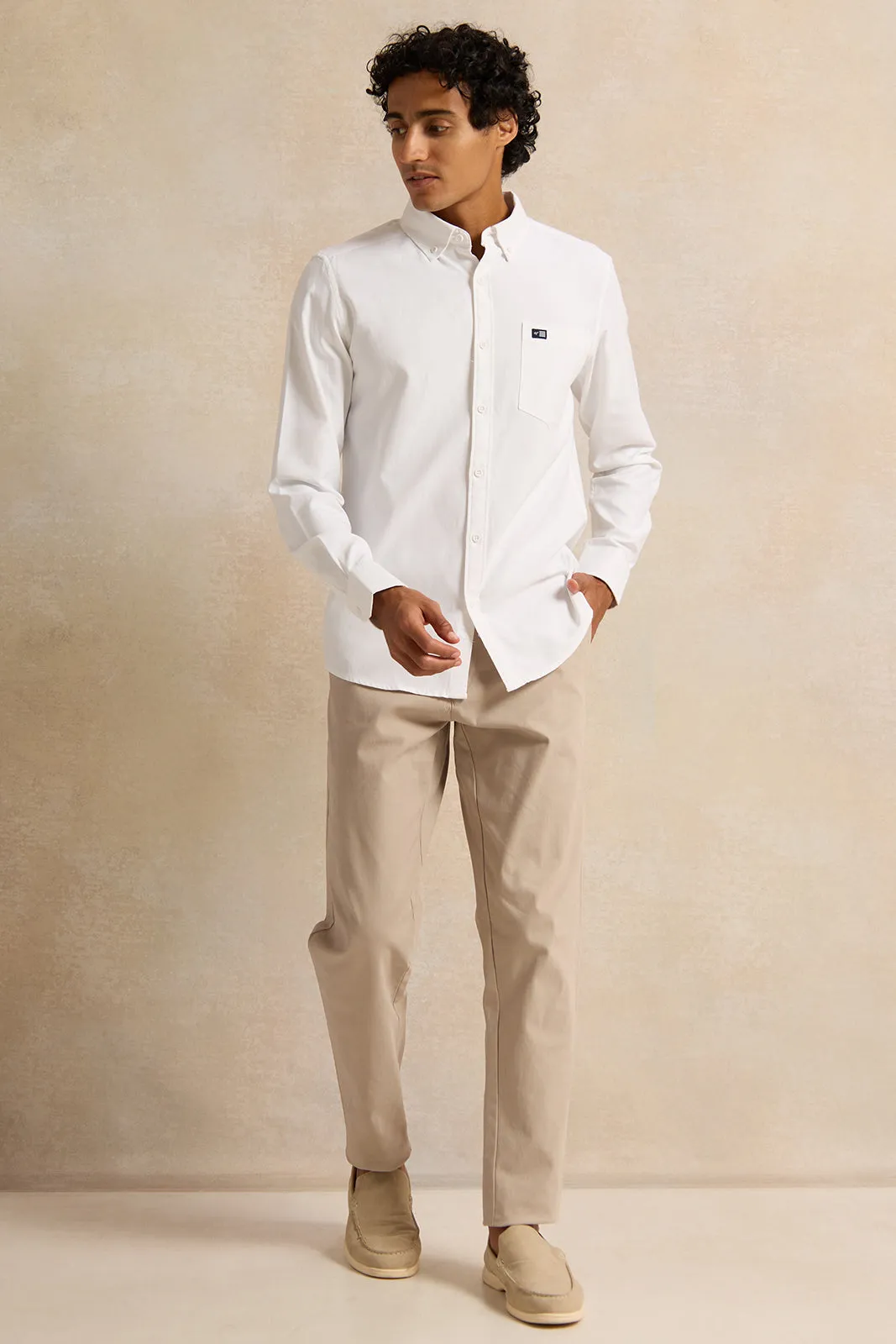 Men White Casual Shirt