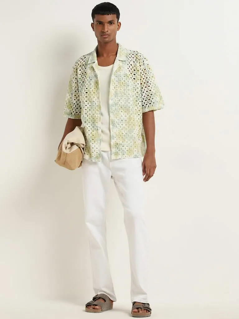 Nuon Multicolour Cut-Out Detailed Relaxed-Fit Cotton Shirt