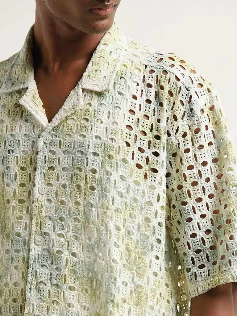 Nuon Multicolour Cut-Out Detailed Relaxed-Fit Cotton Shirt