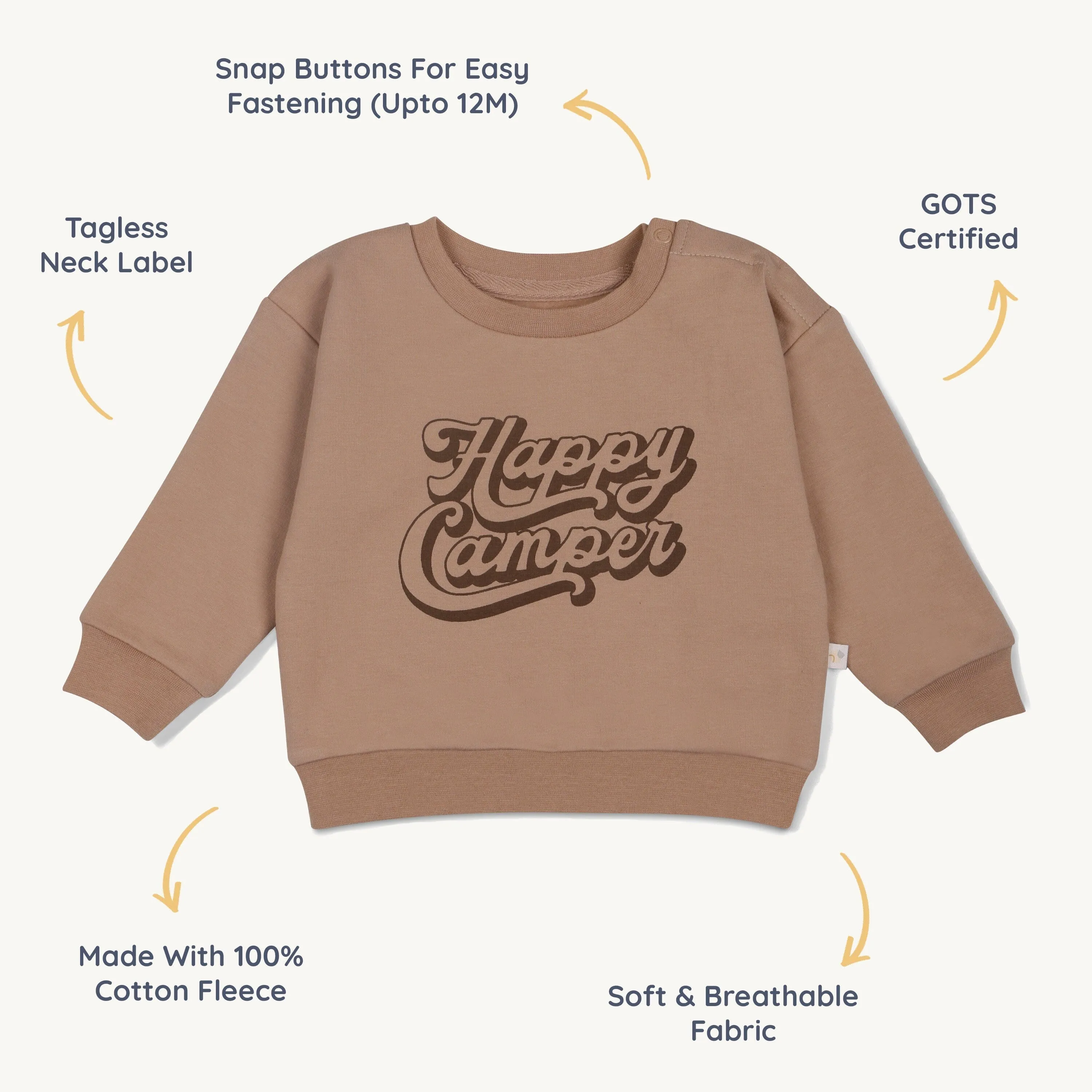 Organic Fleece Sweatshirt | Happy Camper