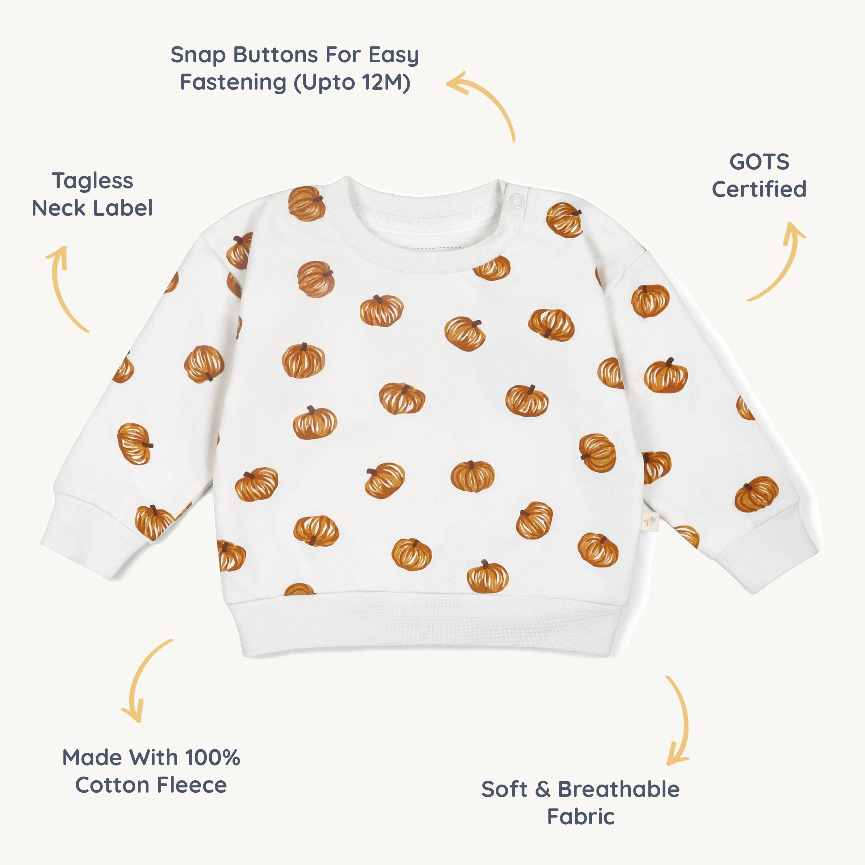 Organic Fleece Sweatshirt | Pumpkin