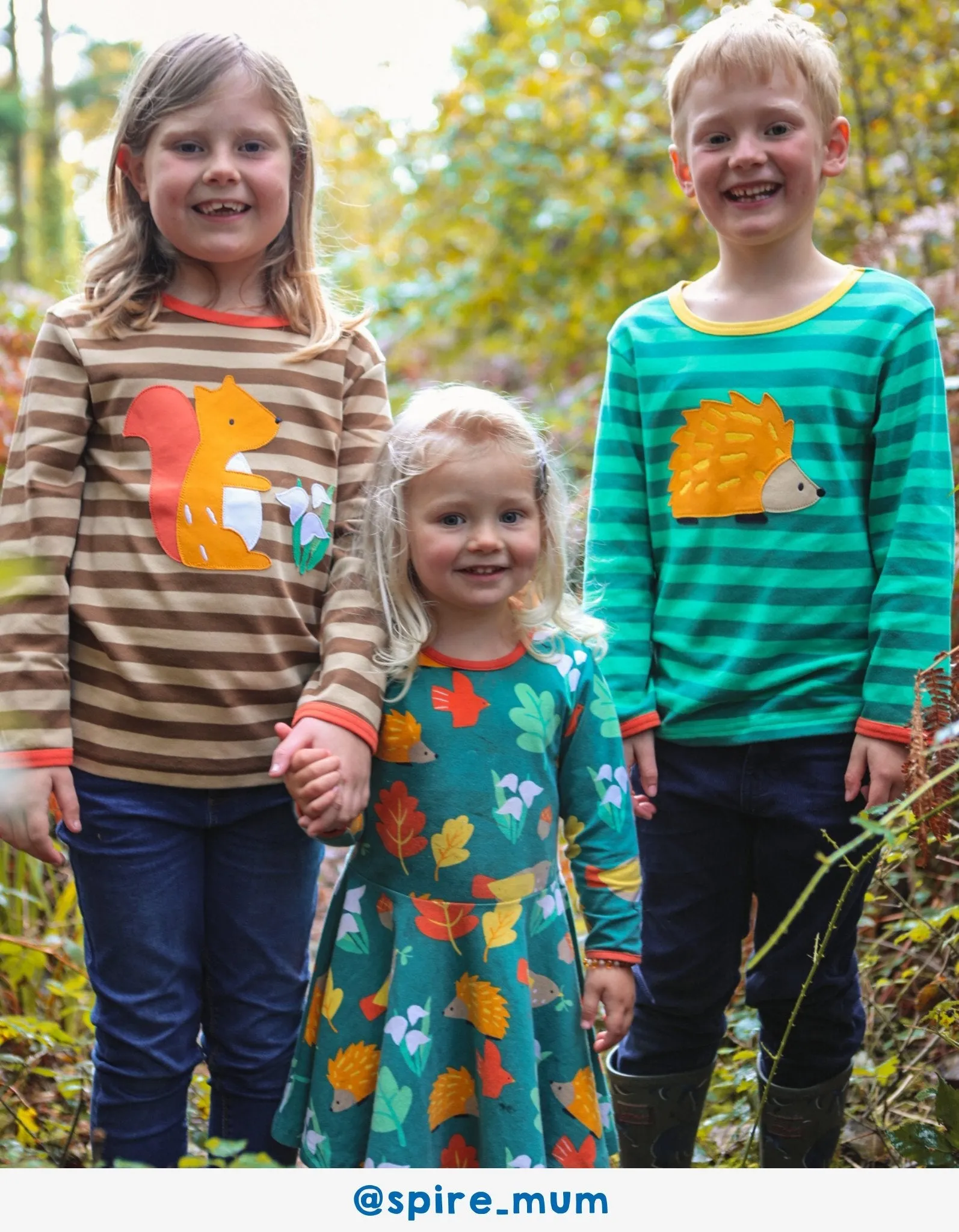 Organic Squirrel Applique Long-Sleeved T-Shirt