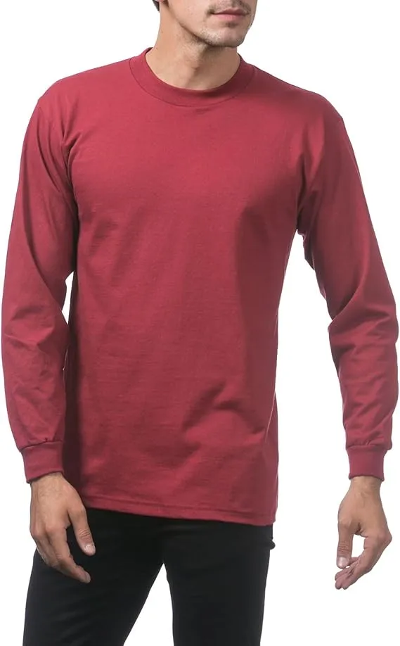 Pro Club Men's Heavyweight Cotton Long Sleeve Crew Neck T-Shirt
