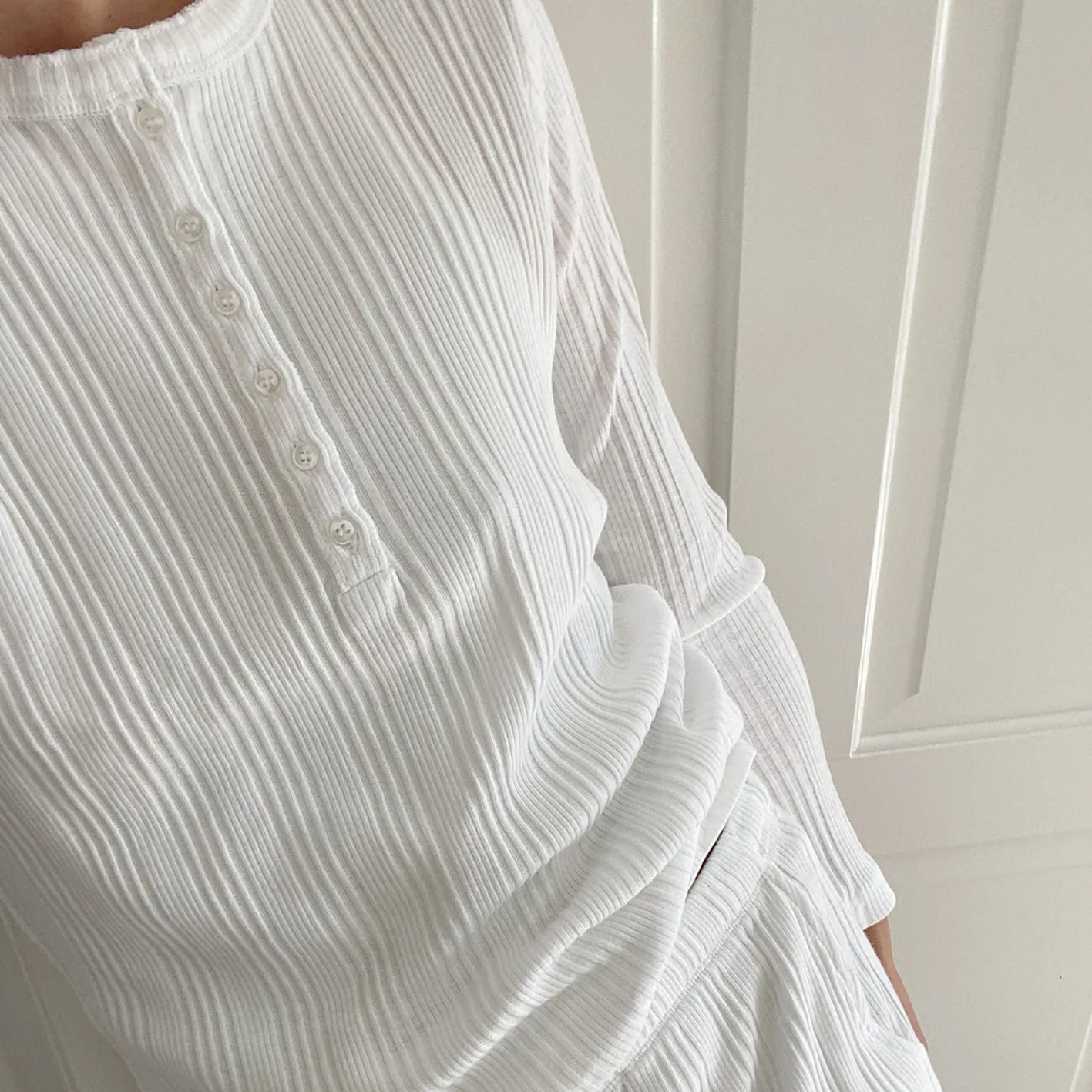 RIB BLOUSE // WOMEN // ORGANIC WHITE COTTON